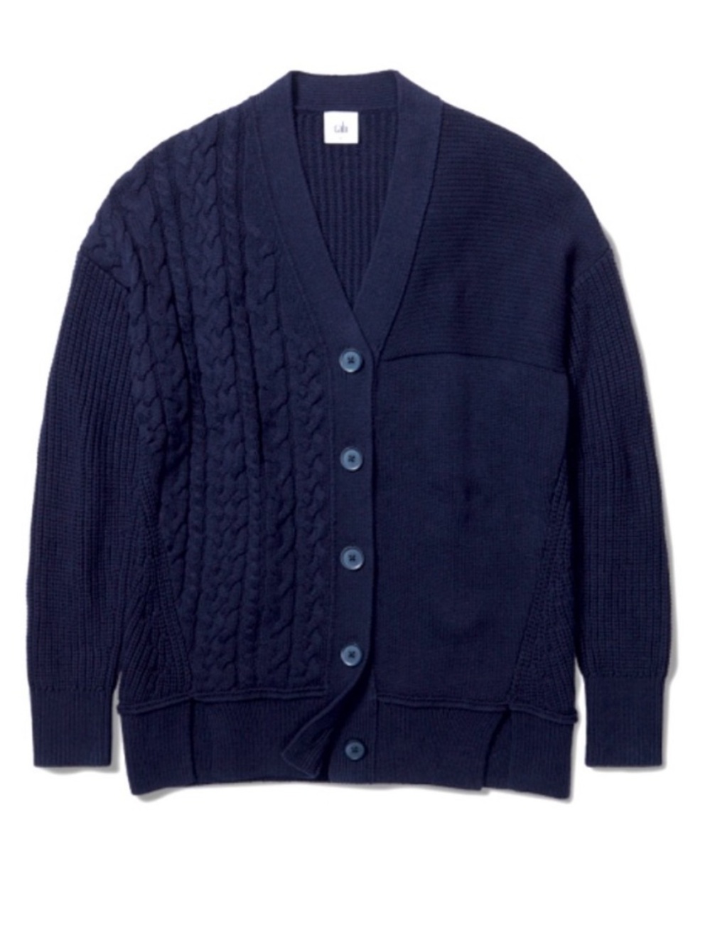 CAbi Textbook Navy Blue Cableknit Button-Front Cardigan Small NWT $129 Preppy